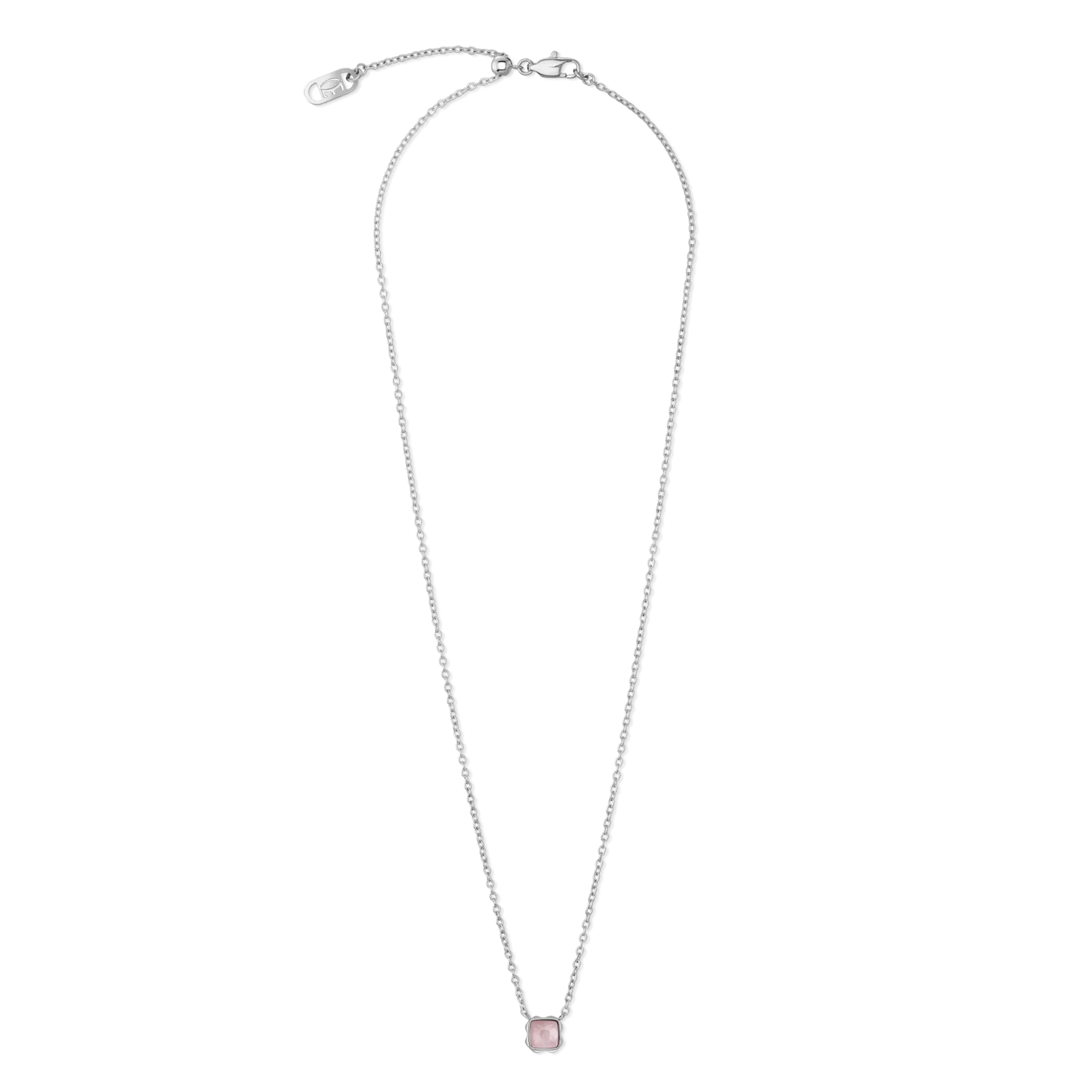 Birthstone October Necklace Rose Quartz Silver