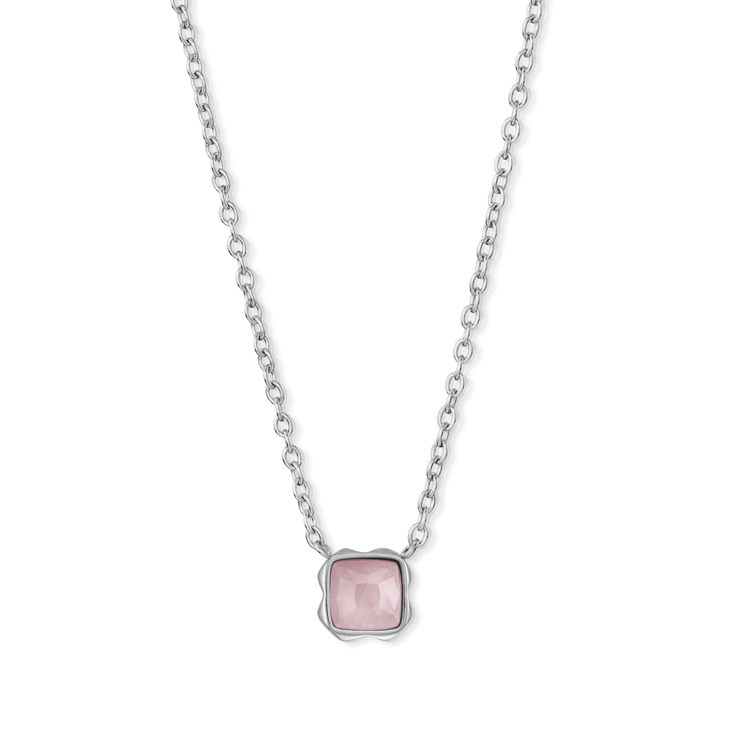 Birthstone October Necklace Rose Quartz Silver