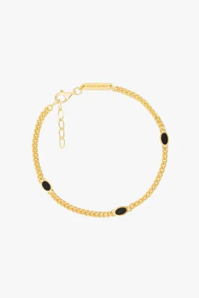 Black dotted chunky chain bracelet gold plated 