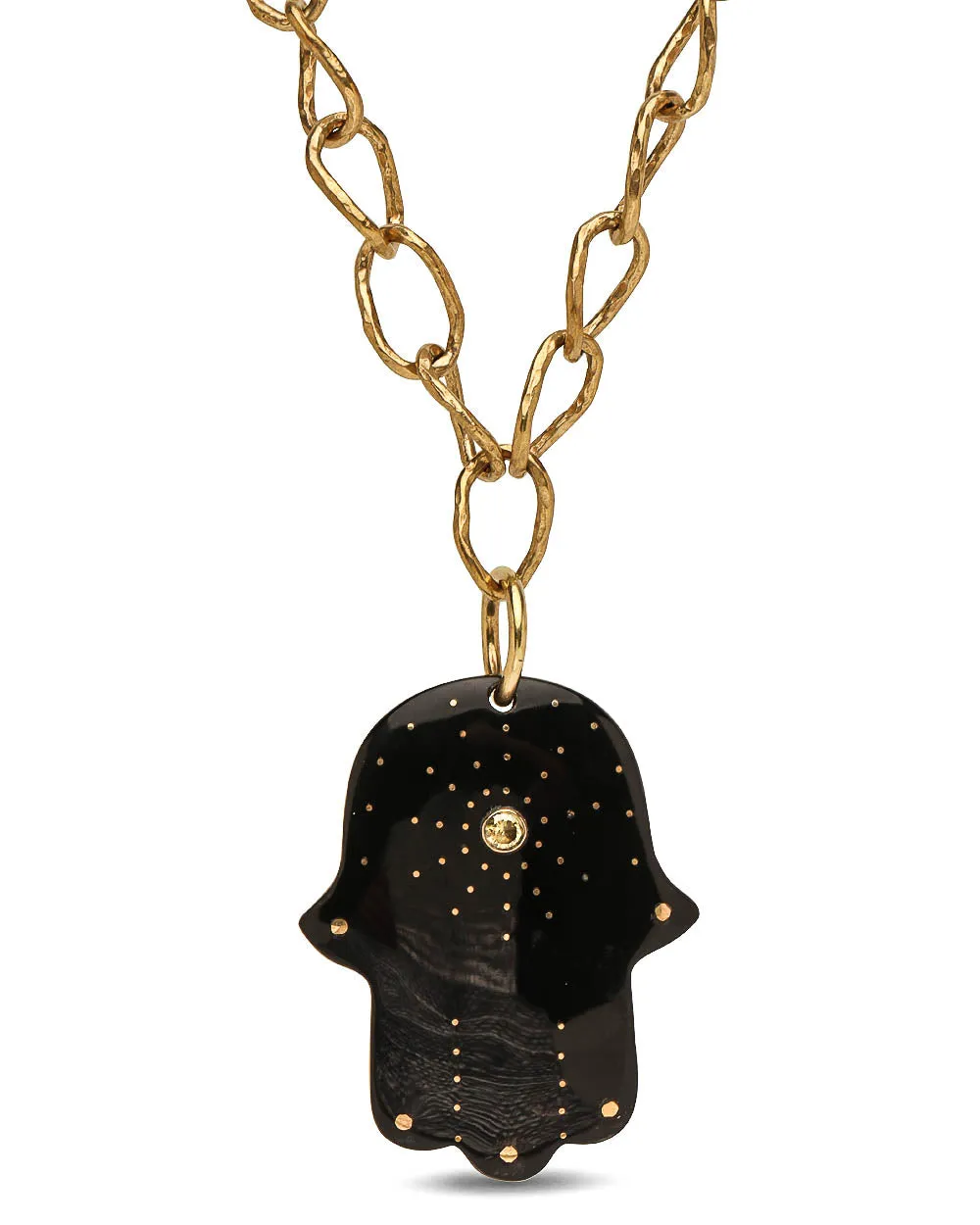 Black Horn Hamsa Pendant Necklace