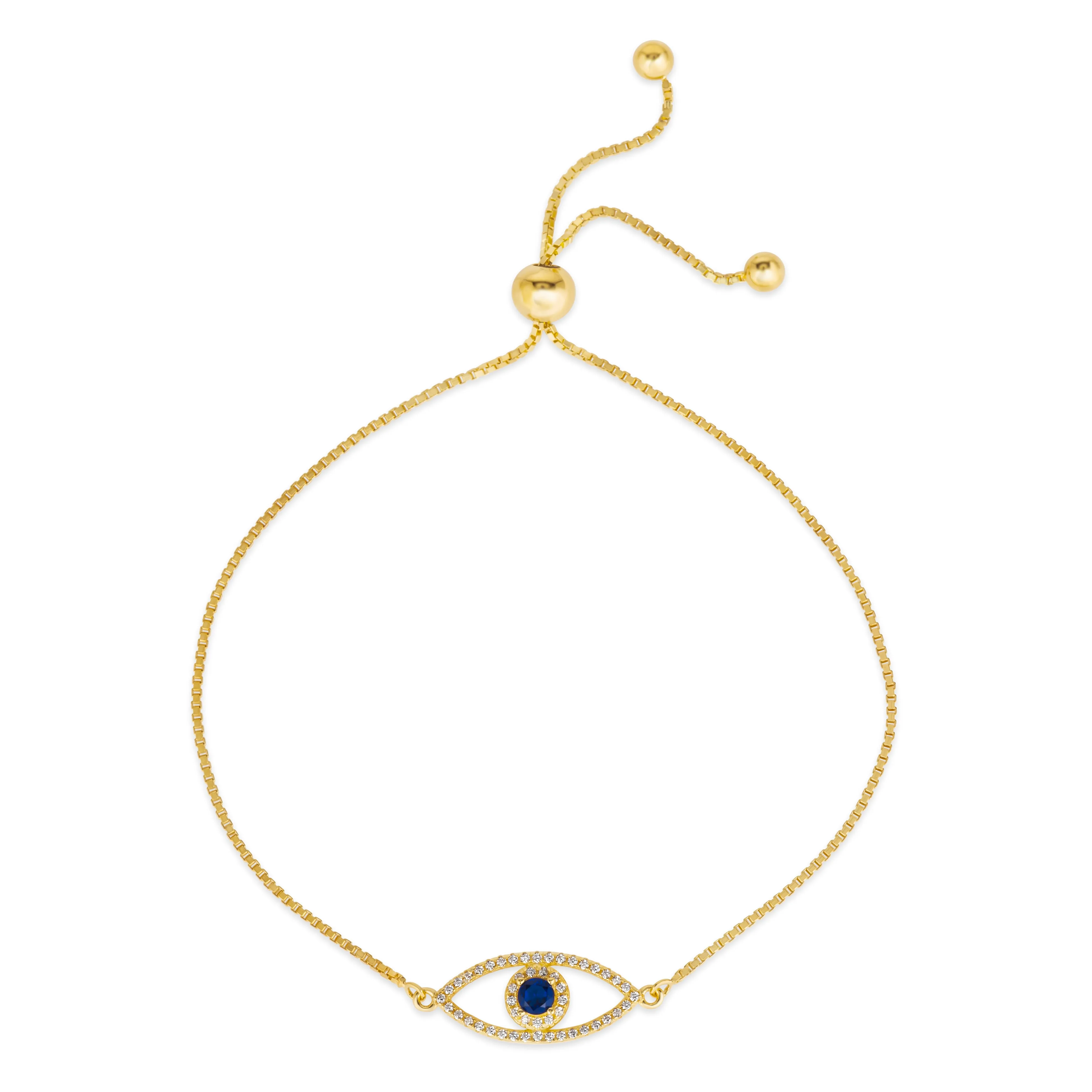 Blue Sapphire Evil Eye Bolo Bracelet