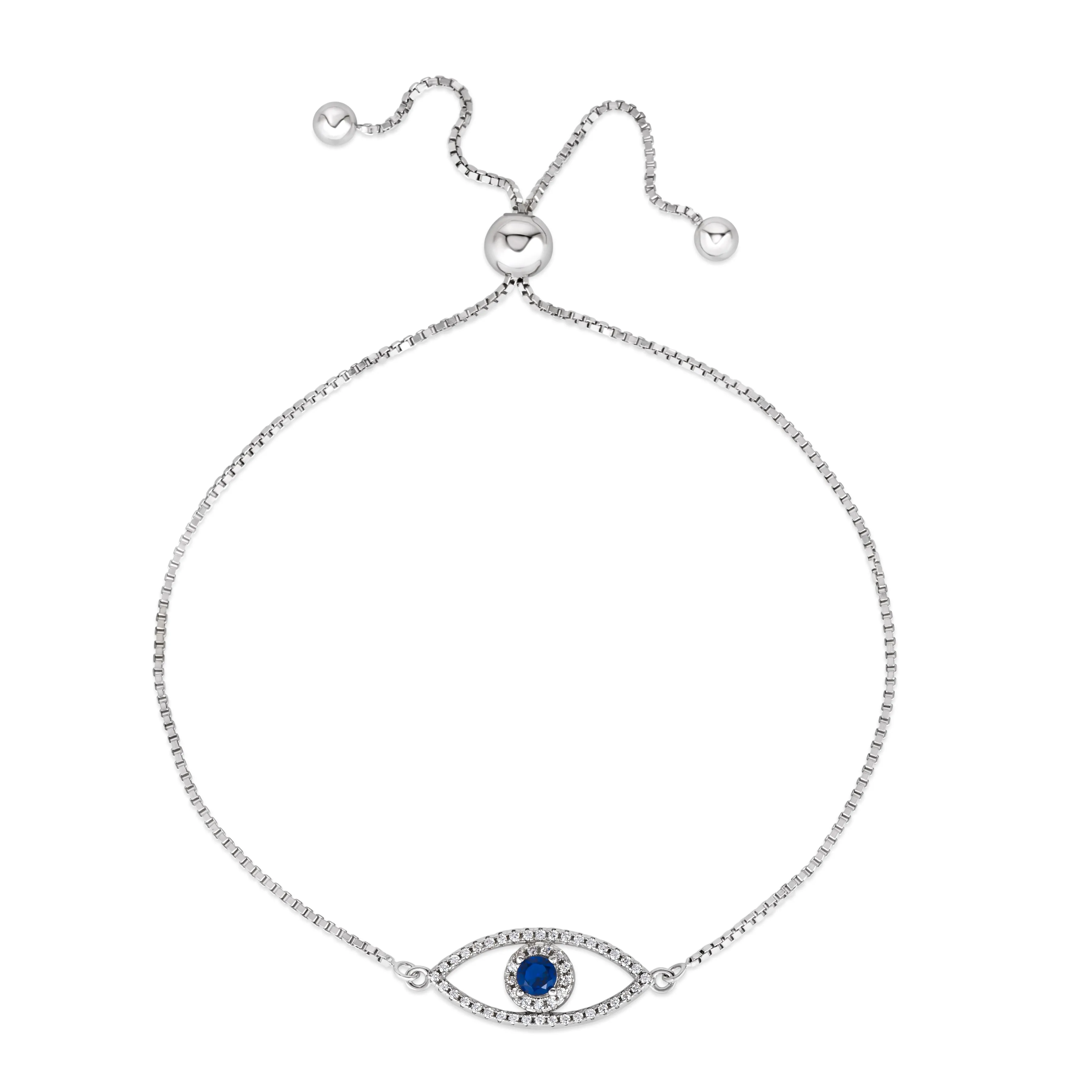 Blue Sapphire Evil Eye Bolo Bracelet