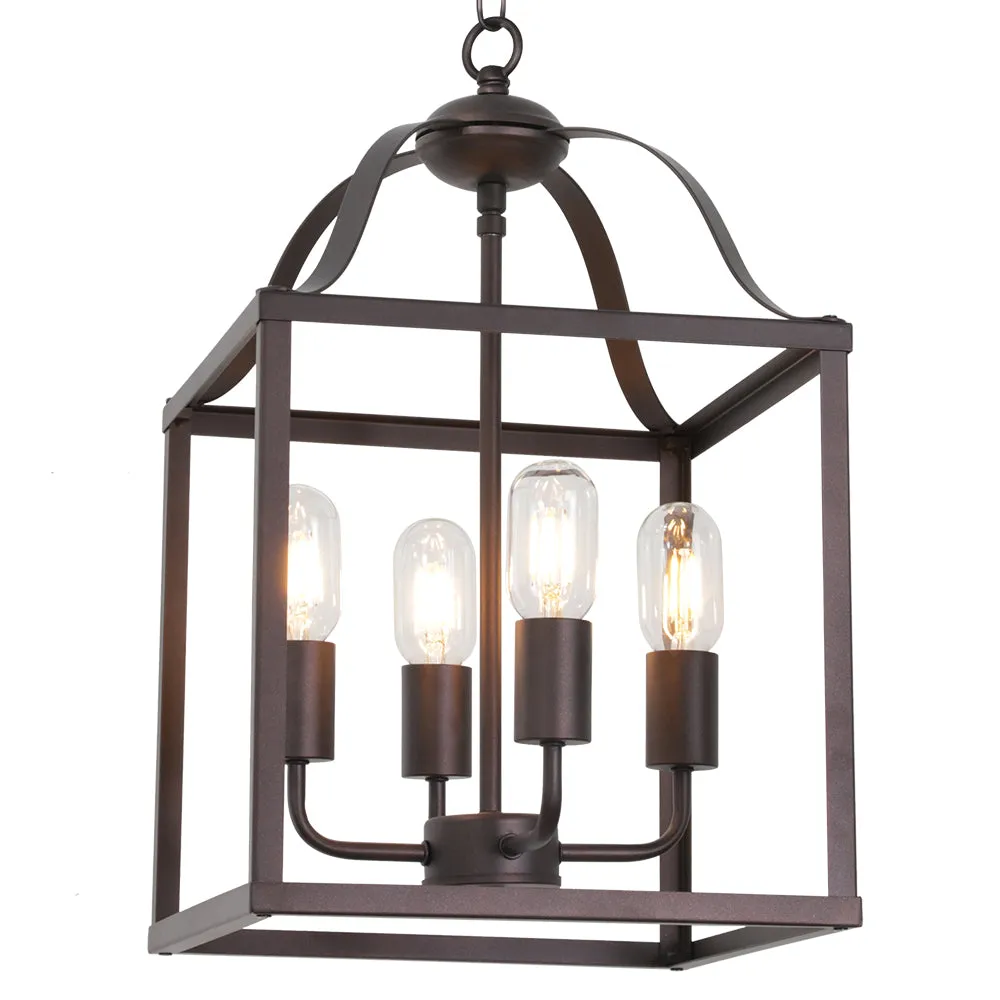 BONLICHT 4-Light Farmhouse Chandelier Cage Foyer Lighting Oil Rubbed Bronze Finish