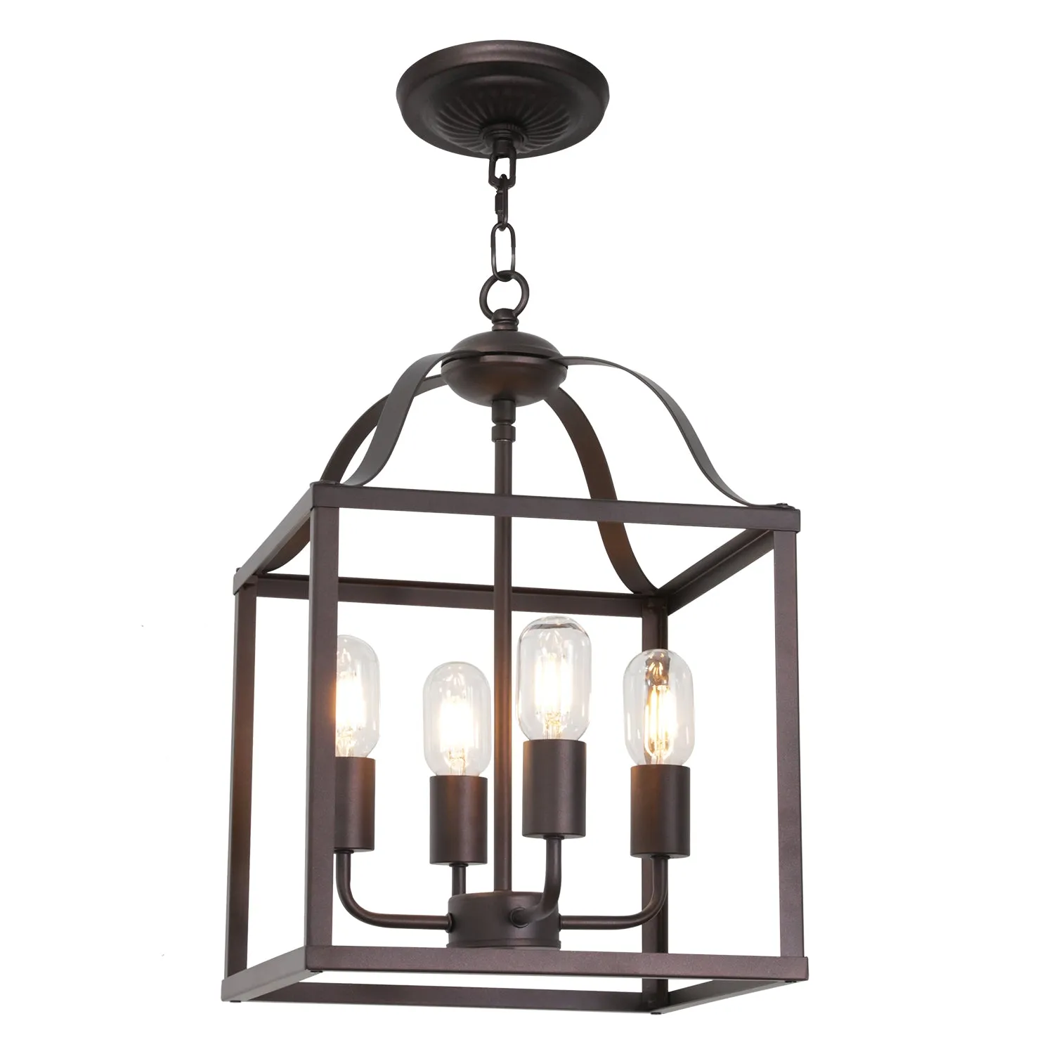 BONLICHT 4-Light Farmhouse Chandelier Cage Foyer Lighting Oil Rubbed Bronze Finish