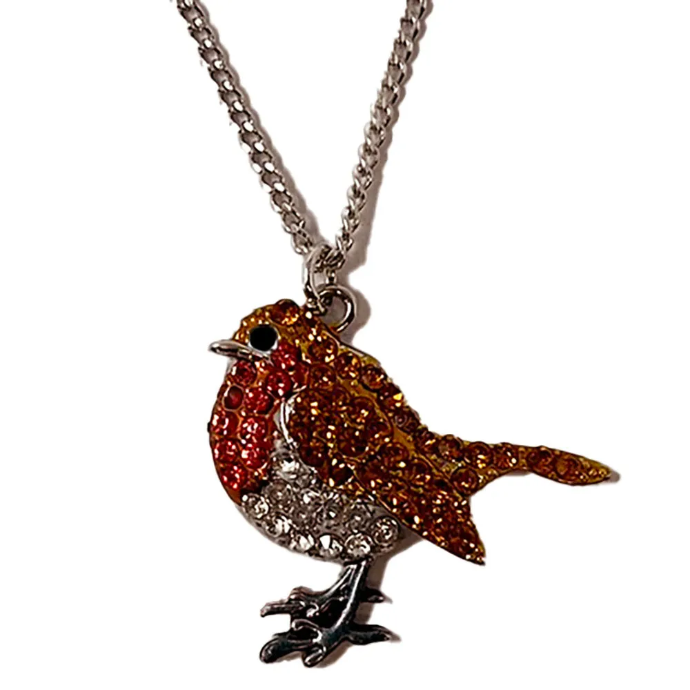 Boxed Christmas Robin Pendant Necklace