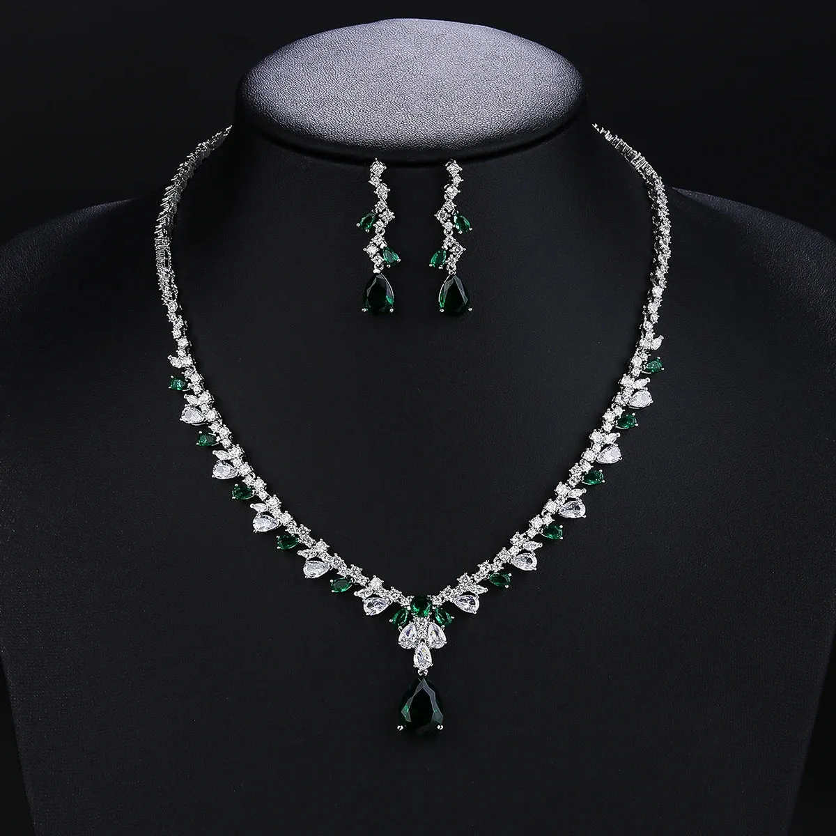 Bridal Jewelry CZ Crystal Necklace and Earring Set, Suitable For Wedding Dinner, Girlfriend Gift, Free Shipping CN10323