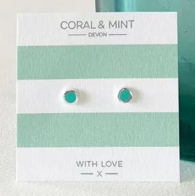 Bright Turquoise enamel studs