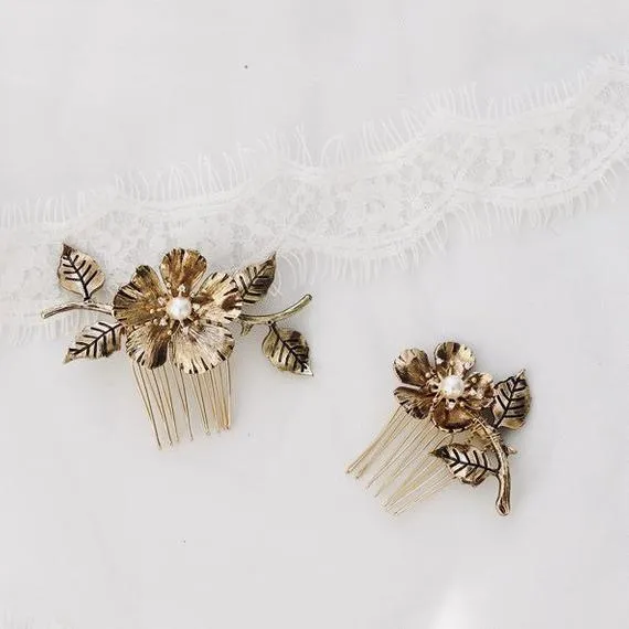 C180. vintage brass hair combs headband bridal hairpiece, boho romantic brass hairpiece