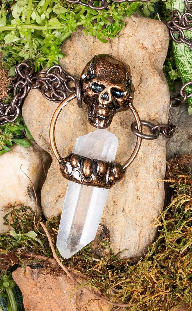 Calvaria Clear Quartz Skull Necklace