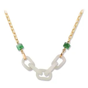 Carved White Jade Chainlink Necklace