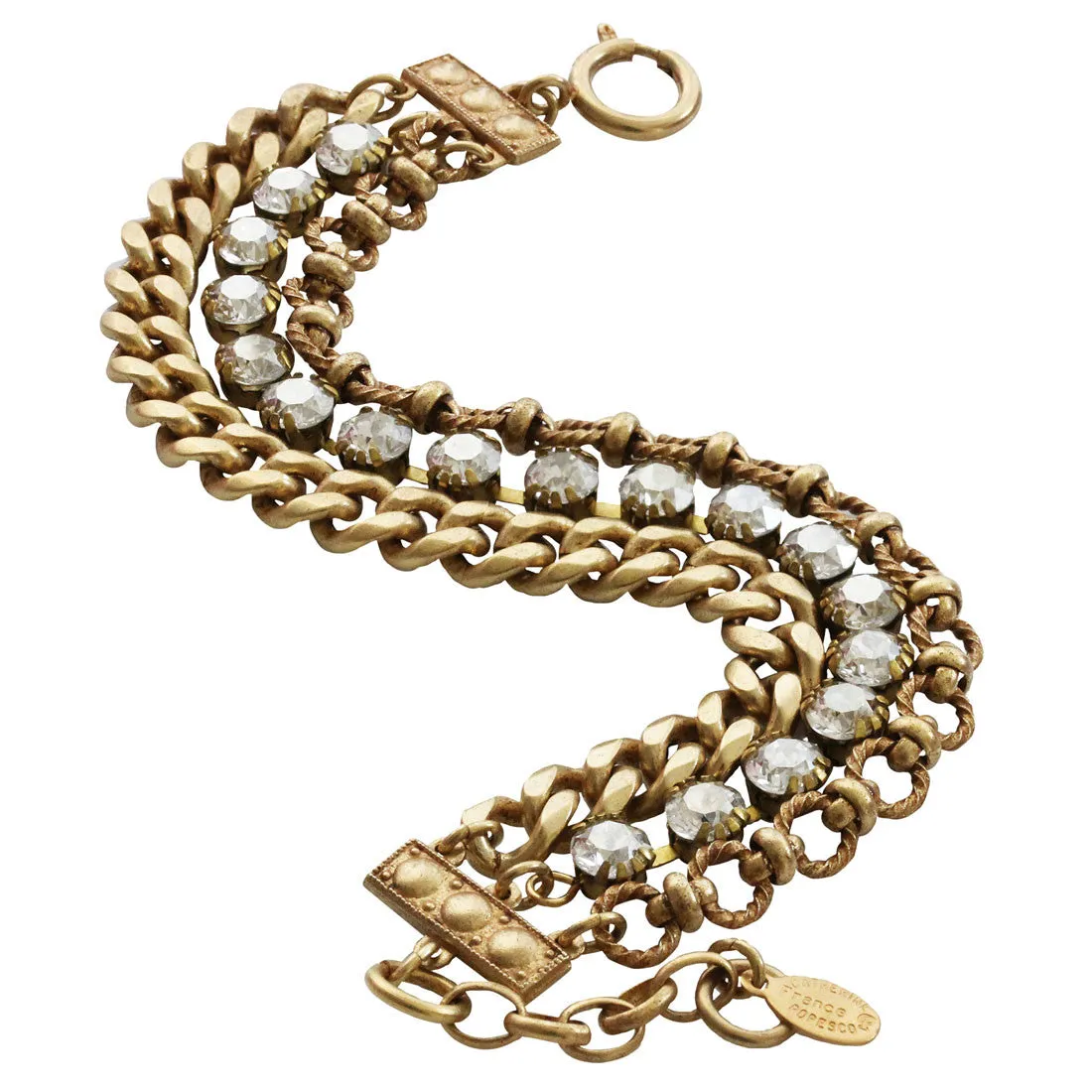 Catherine Popesco 14k Gold Plated 3 Multi Strand Chain Bracelet, 1749G Shade