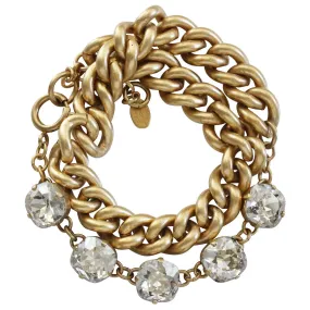 Catherine Popesco 14k Gold Plated Double Wrap 12mm Round Cushion Chain Link Bracelet, 1658G Shade