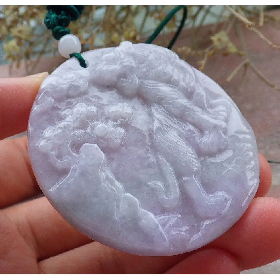 Certified Purple Burma Natural A Jade Jadeite Pendant Tiger Tree Necklace