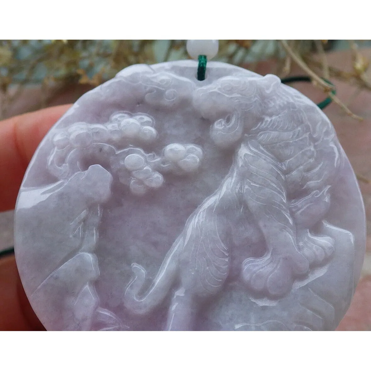 Certified Purple Burma Natural A Jade Jadeite Pendant Tiger Tree Necklace