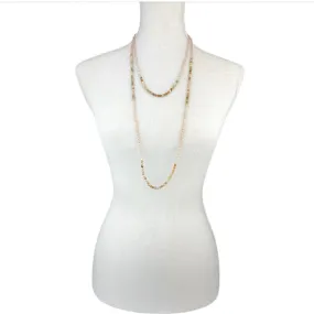 Champagne Fresh Water Pearls and Jasper Stones Long Necklace