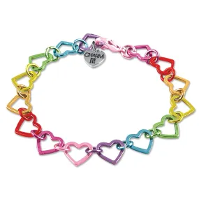 Charm It! Rainbow Heart Chain Link Bracelet