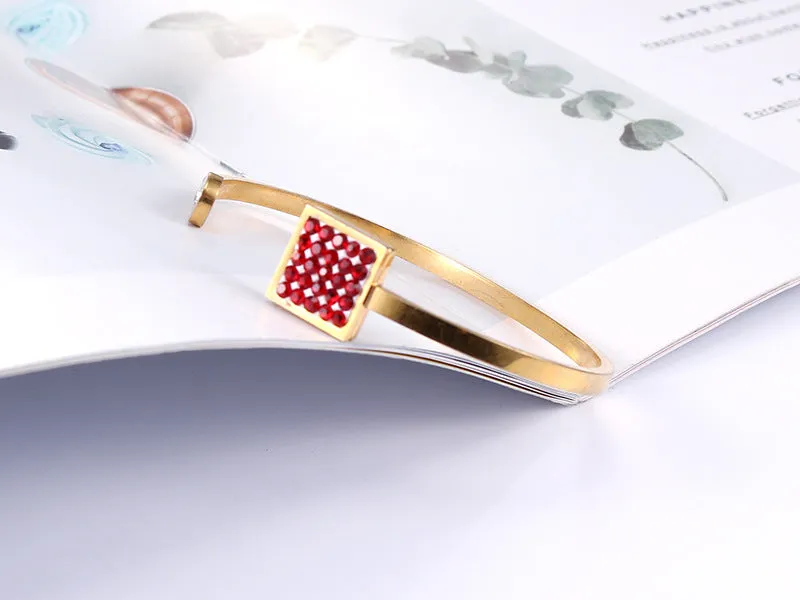 Chic Minimalist Square Opening Titanium Steel Bracelet for Women