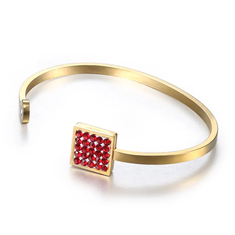 Chic Minimalist Square Opening Titanium Steel Bracelet for Women