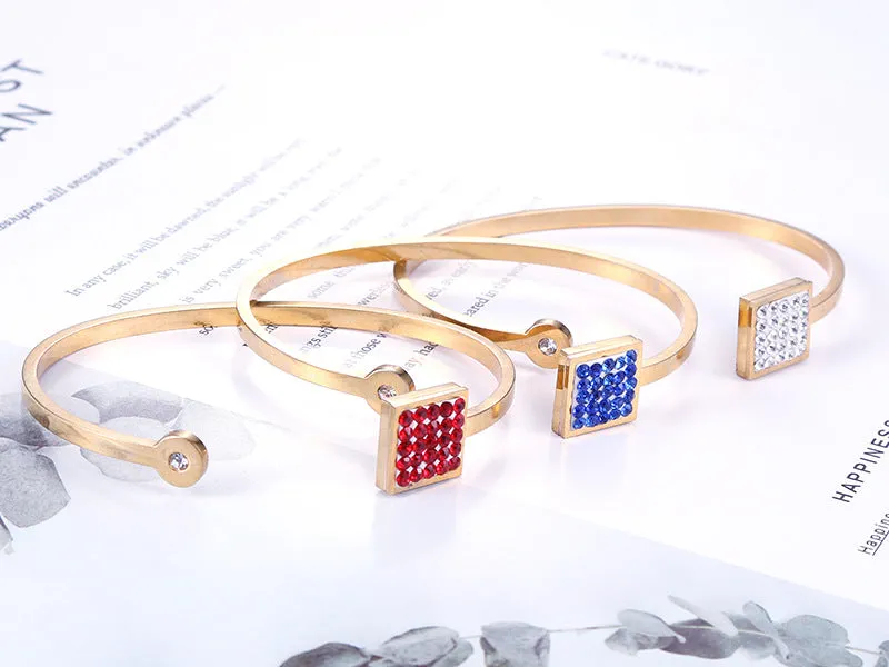 Chic Minimalist Square Opening Titanium Steel Bracelet for Women