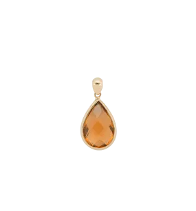 Citrine Oval Gemstone Charm 14K