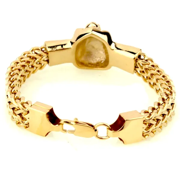 Classy Men Gold Surgical Steel King Lion Bracelet