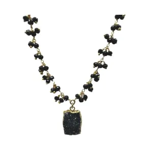 Cluster Vermeil Necklace With Pendant: Black Spinel (NGCLP77X)