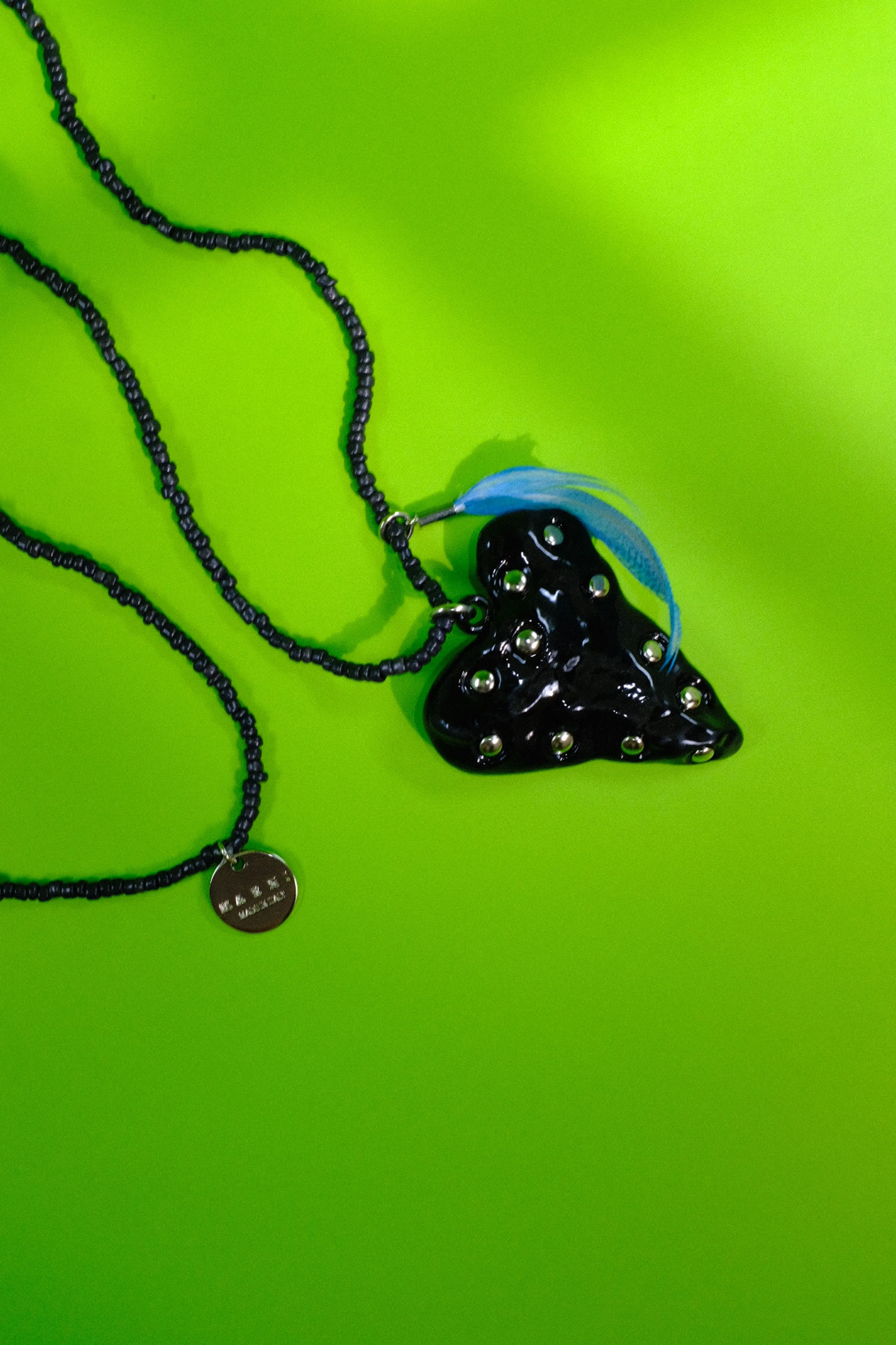 Coal Beaded Heart Necklace