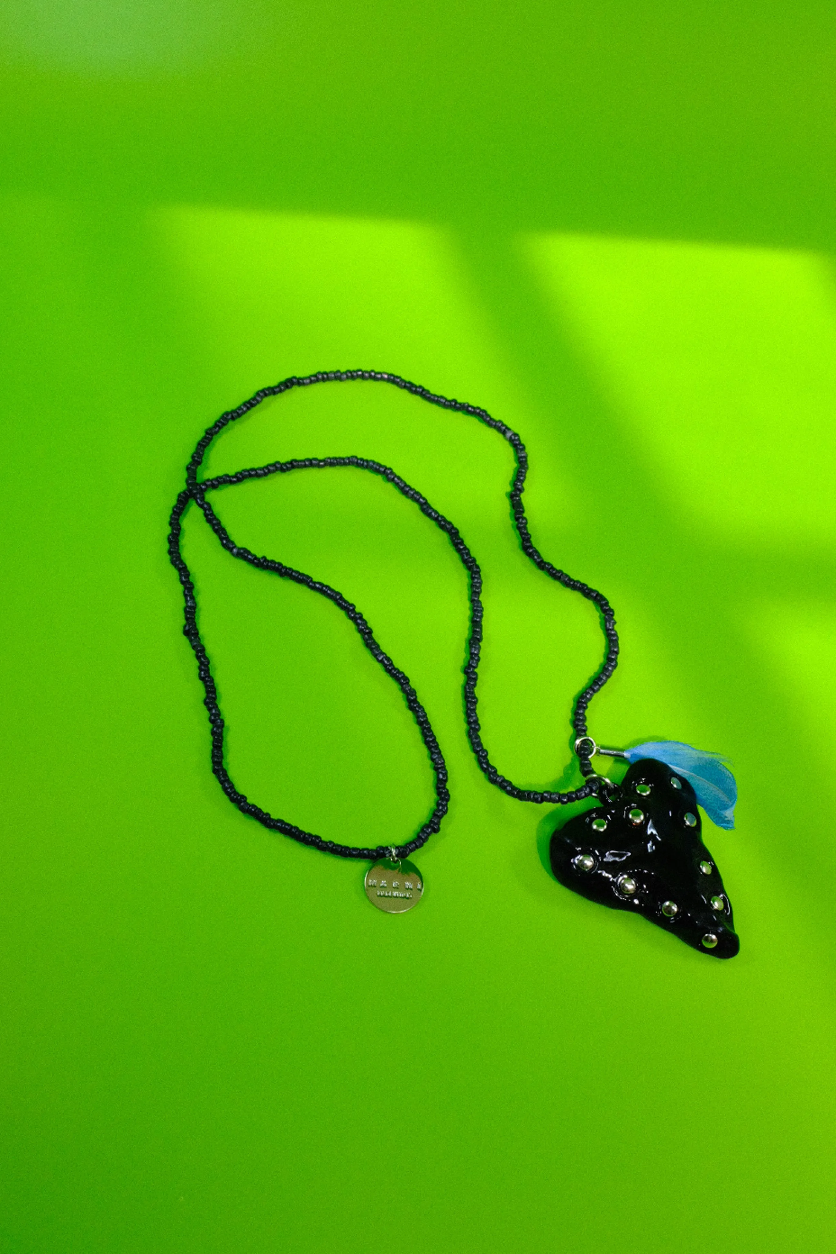 Coal Beaded Heart Necklace