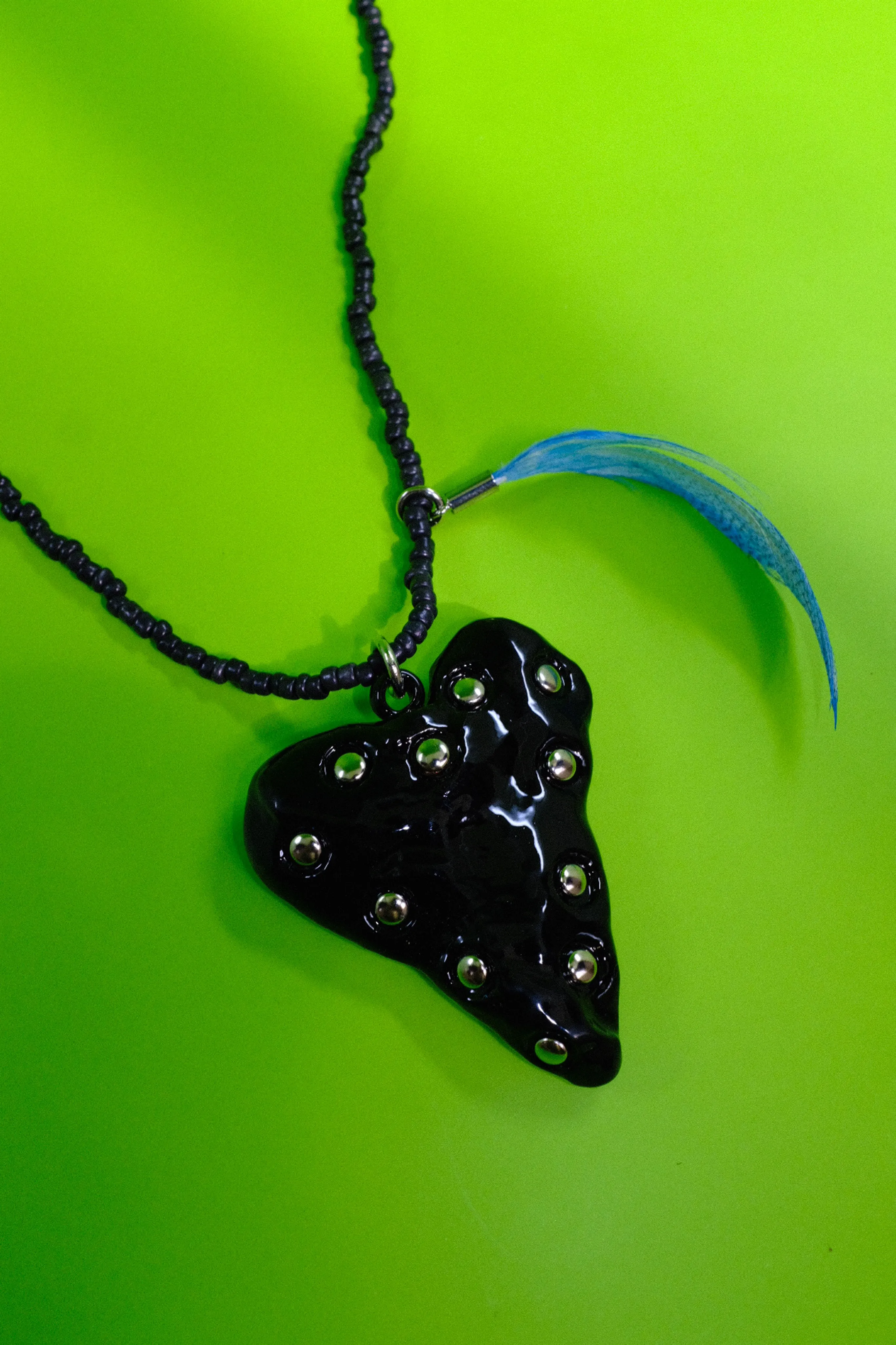 Coal Beaded Heart Necklace