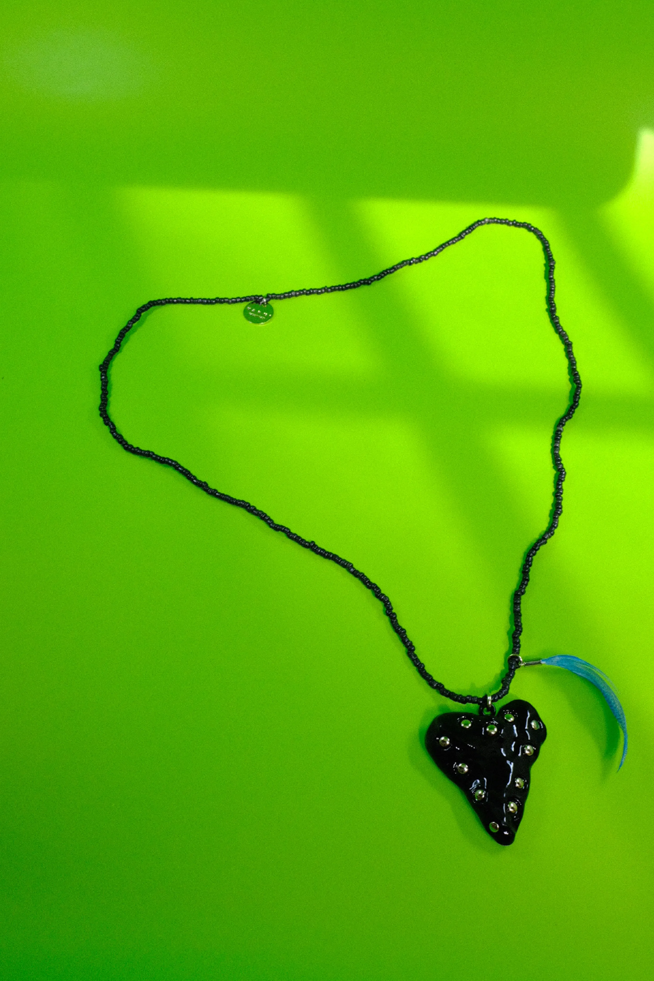 Coal Beaded Heart Necklace