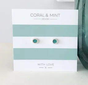 Coral And Mint Turquoise Glitter Enamel Studs