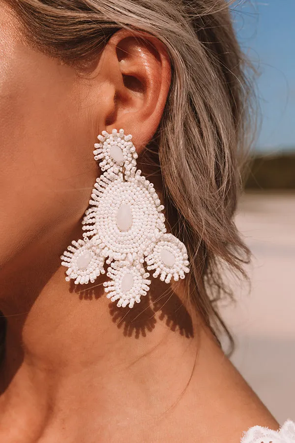 Coral Reef Beaded Earrings In White