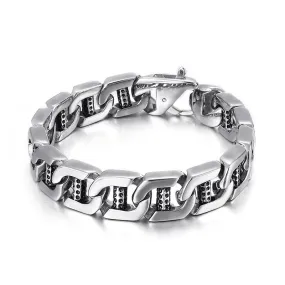 Creative Punk Style Men's Bracelet with Hollow Dice and Dot Design in Titanium Steel