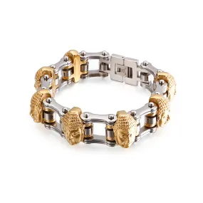 Creative Skull Buddha Head Men's Bracelet in Fashionable Stainless Steel