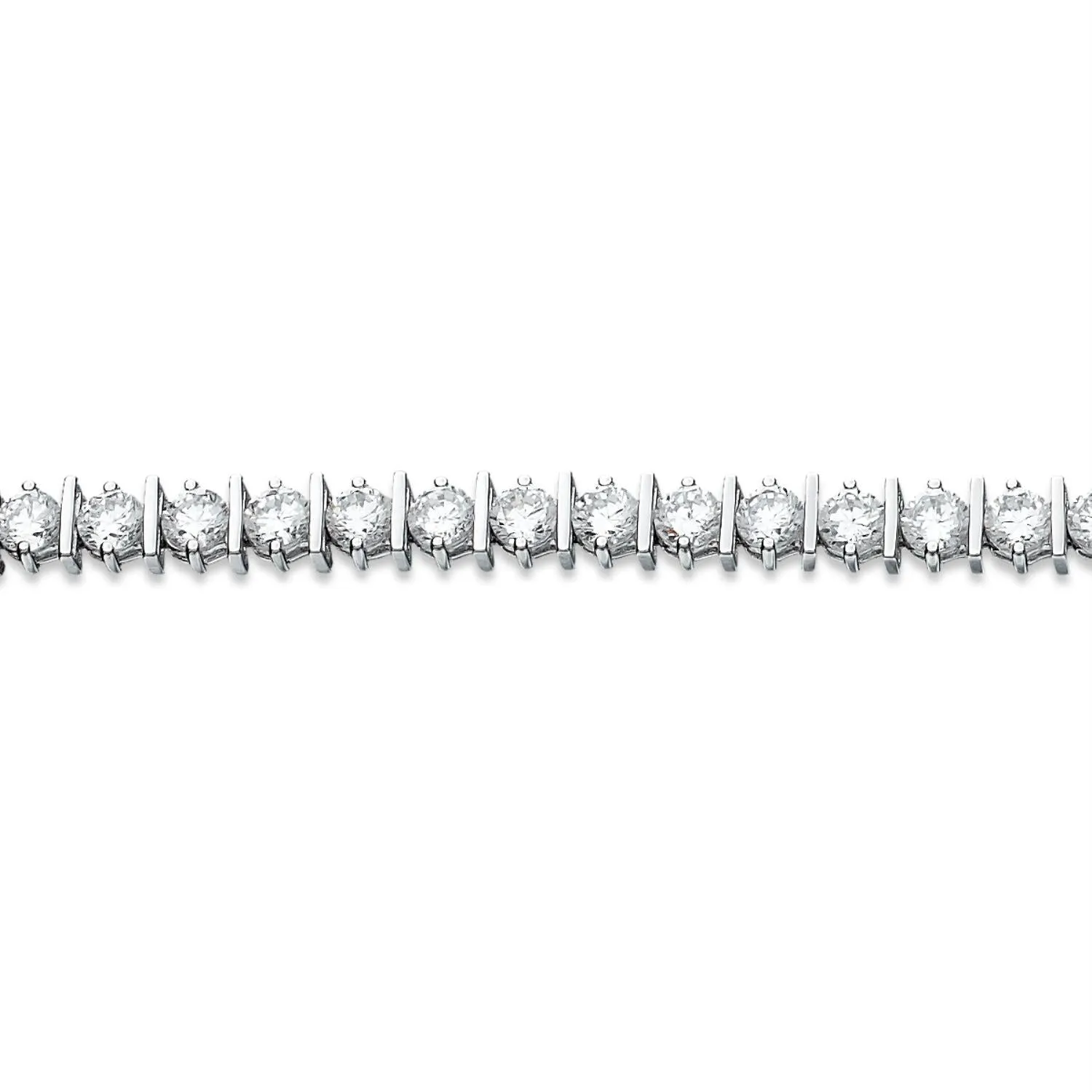 Crislu Platinum Plated Sterling Silver Round Cubic Zirconia 7-inch Tennis Bracelet