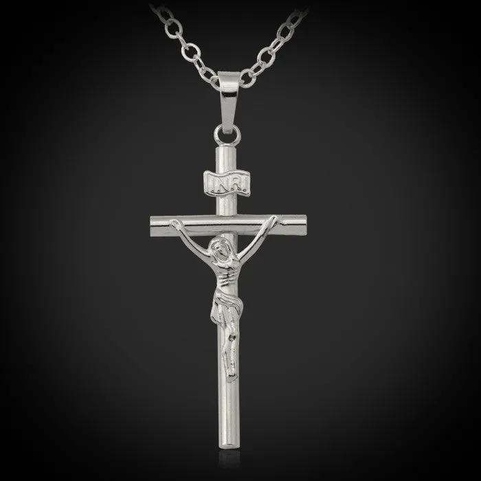 Cross Necklace Women/Men Jewelry Wholesale Trendy 2 Colors Platinum/18K Real Gold Plated INRI Crucifix Jesus Cross Pendant