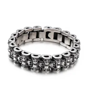 Custom Vintage-Inspired Skull Locomotive Men's Bracelet in Titanium Steel