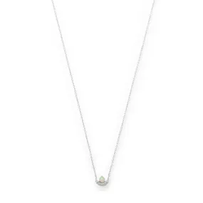 CZ Crescent and Synthetic Opal Necklace