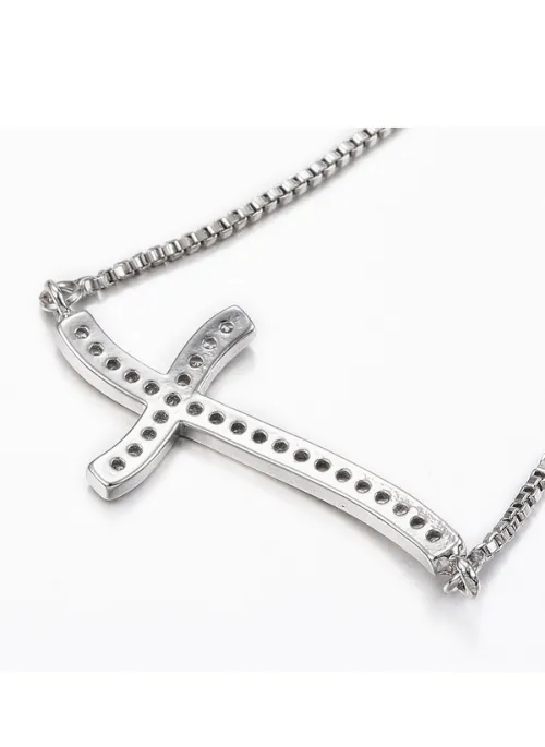 CZ Curved Cross Bracelet