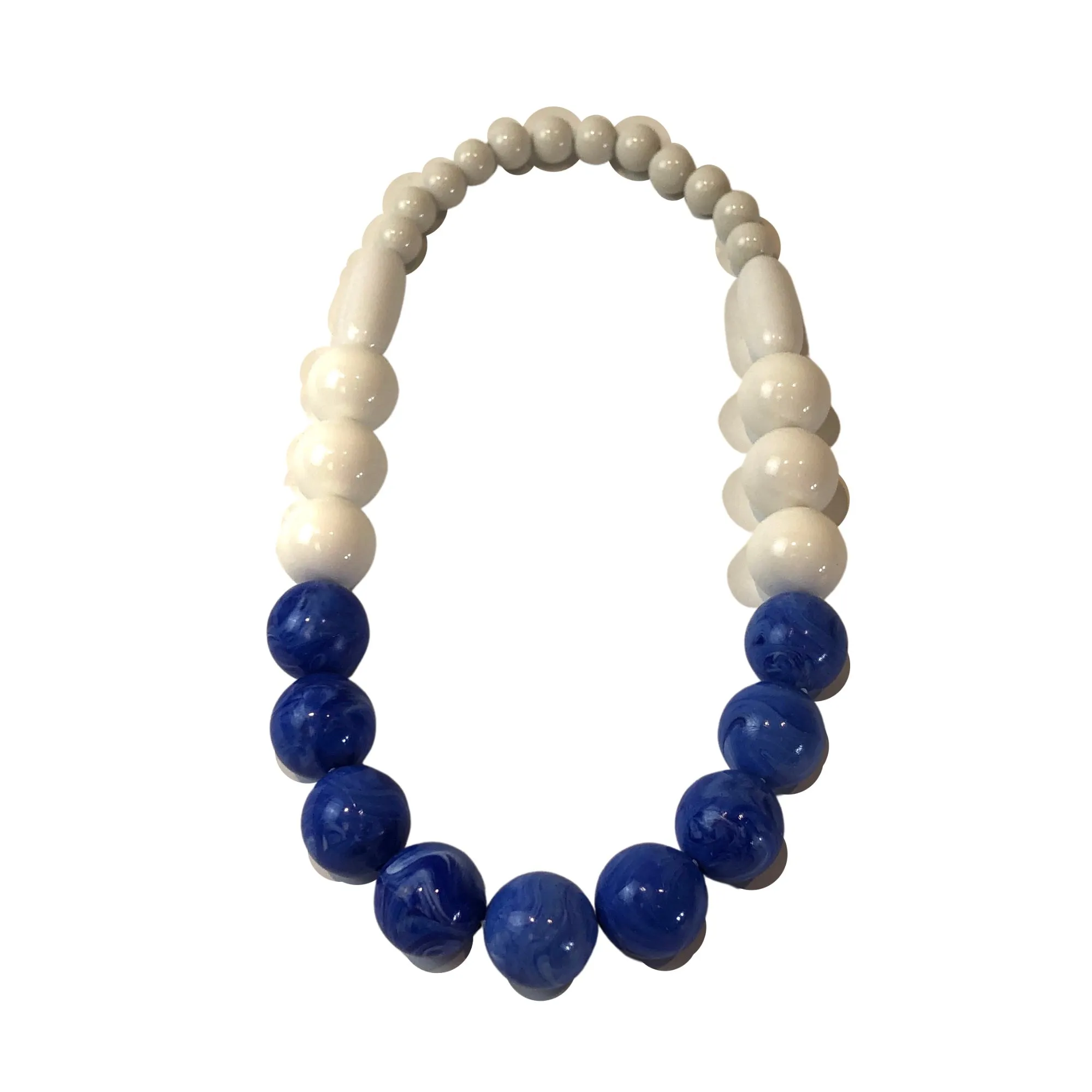 Deep Periwinkle & White Lucite Stretch Bauble Necklace - Shortie