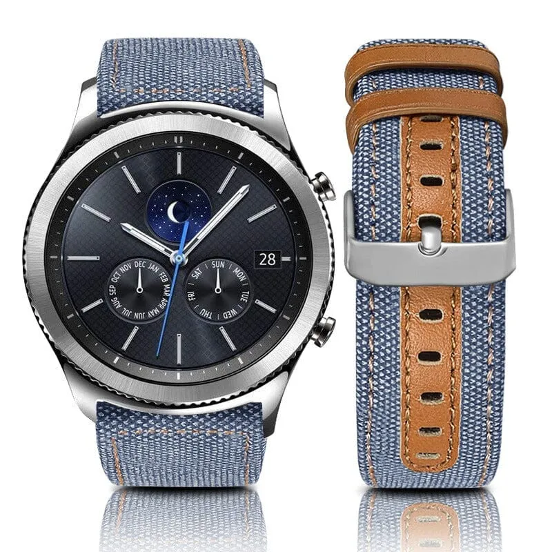 Denim & Leather Watch Straps Compatible with the Fossil 18mm Range