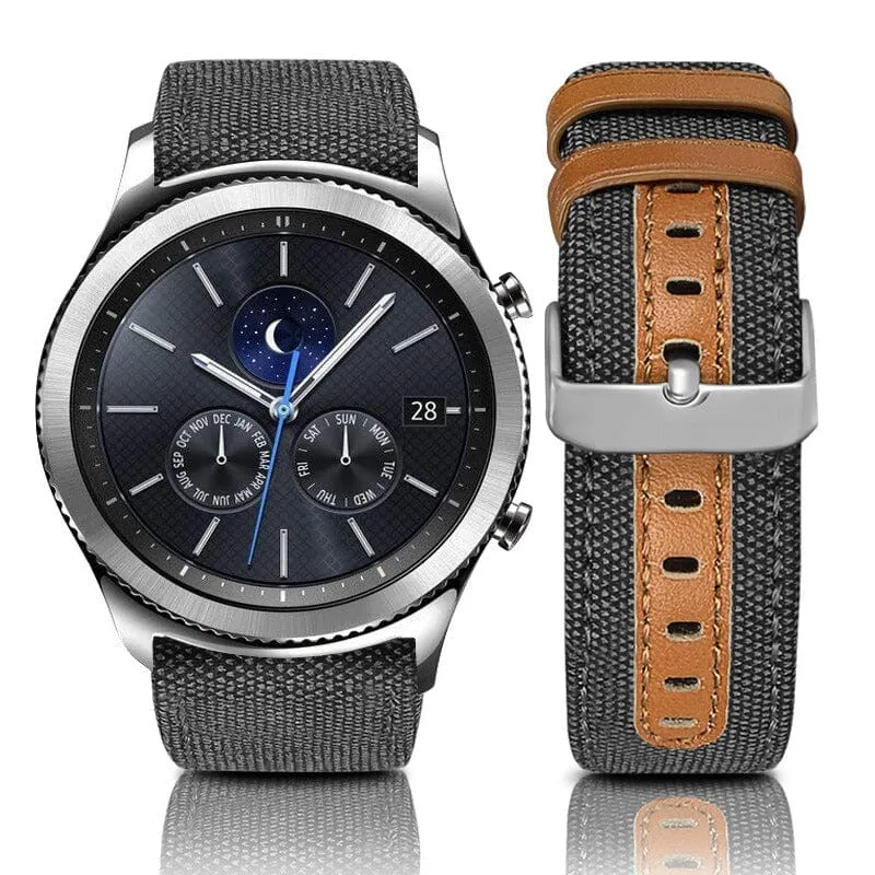 Denim & Leather Watch Straps Compatible with the Fossil 18mm Range