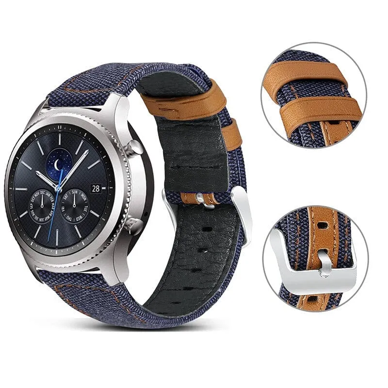 Denim & Leather Watch Straps Compatible with the Fossil 18mm Range