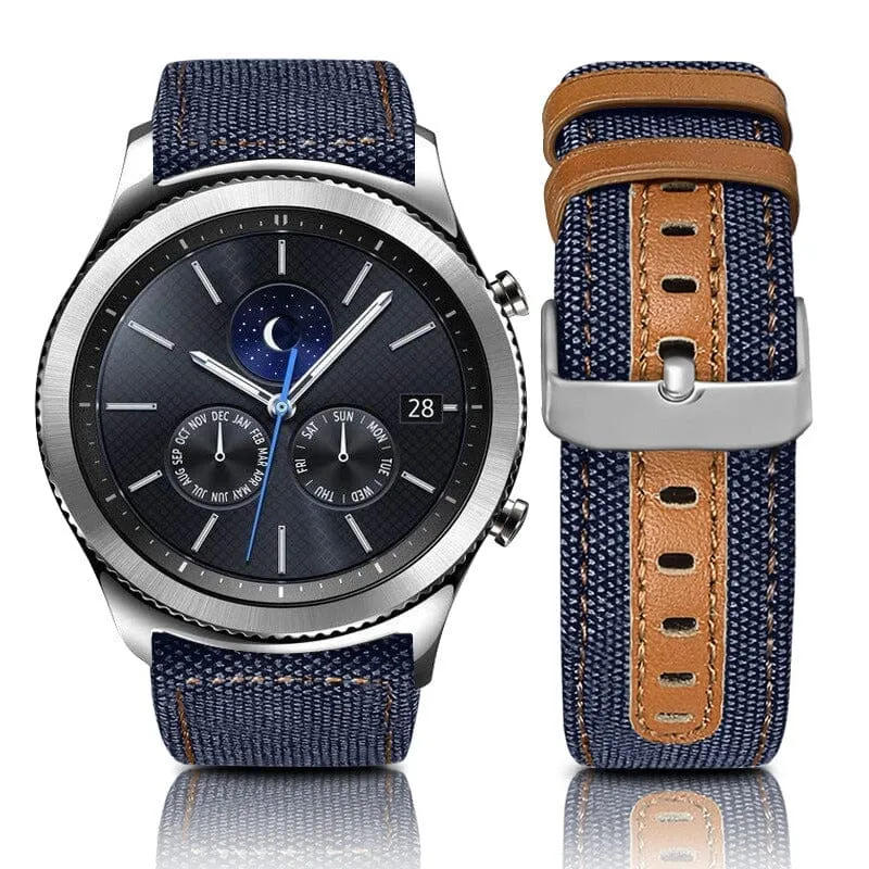 Denim & Leather Watch Straps Compatible with the Fossil 18mm Range