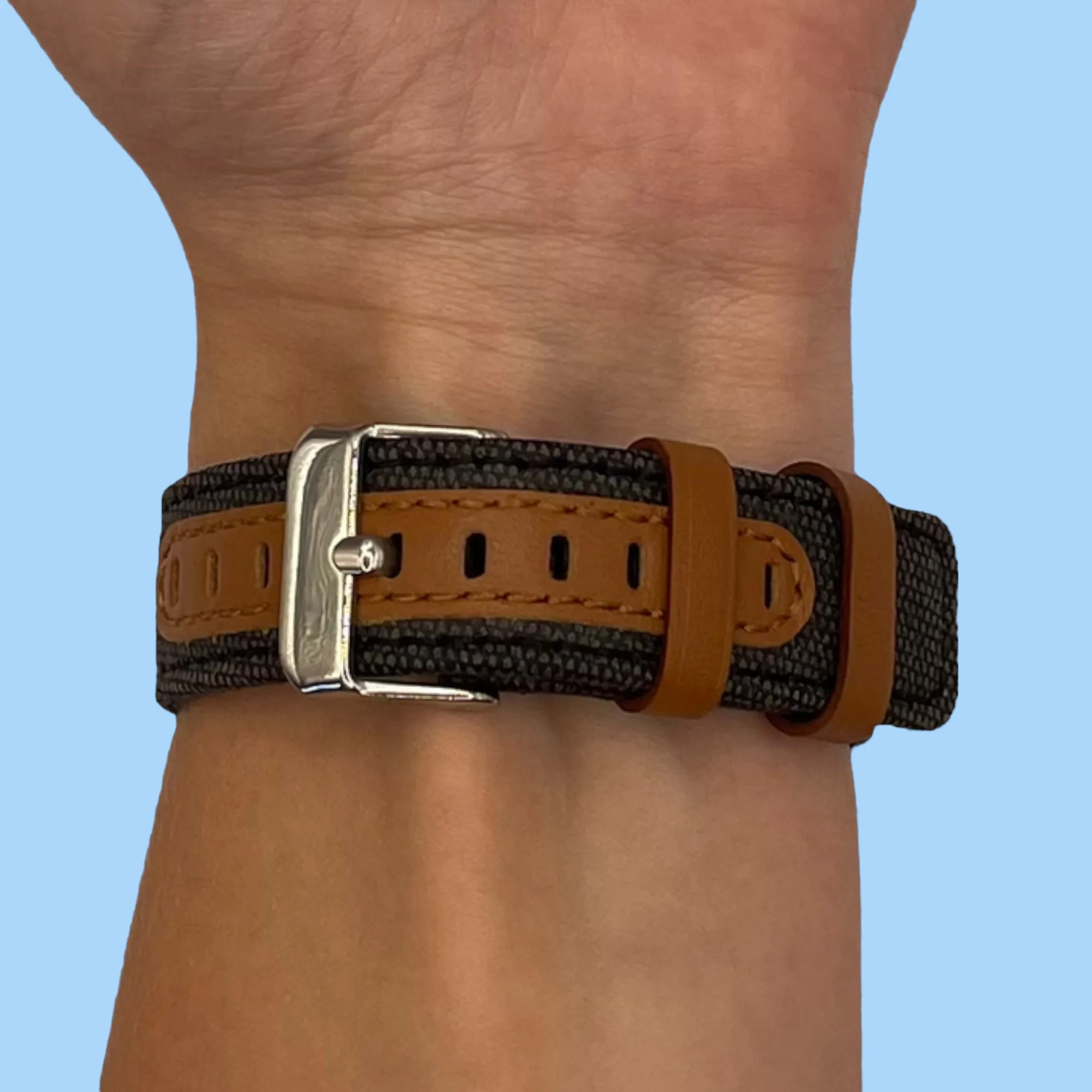 Denim & Leather Watch Straps Compatible with the Fossil 18mm Range