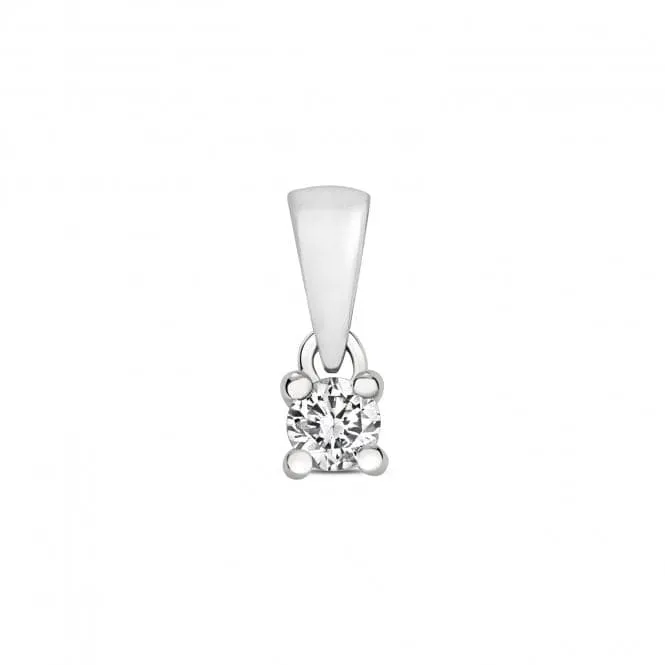 Diamond Jewellery 9ct White Gold Diamond 4 Claw Pendant PD301W