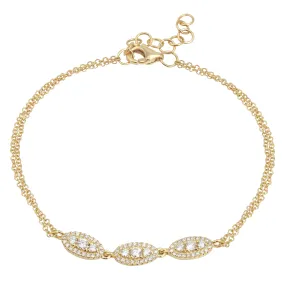 Diamond Strand Charm Double Chain Link Bracelet