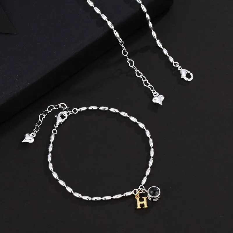 DIY Ancient Bead Chain Alphabet Bubble Bracelet Fashion Simple Christmas Couple Gift Braided Hand Rope