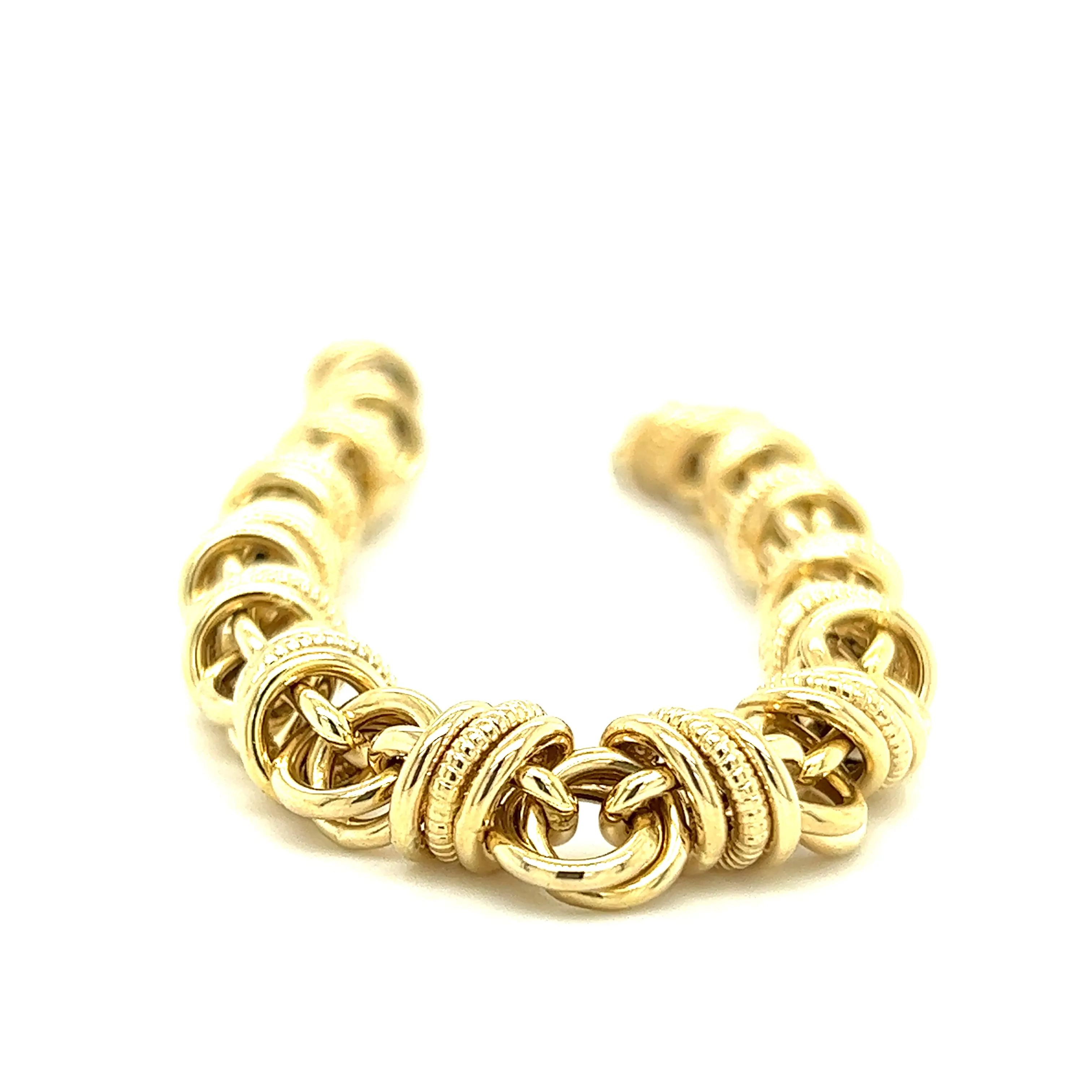 Double Link Bracelet with Loose Rings in 14K Yellow Gold