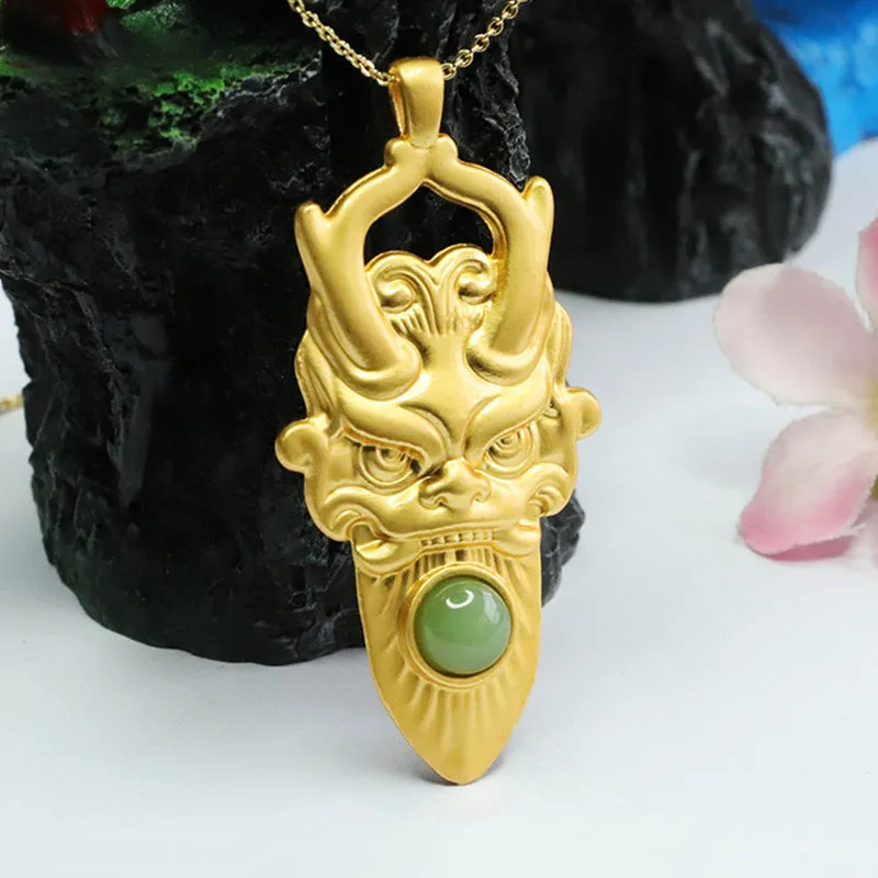 Dragon Head Jade Pendantcrafted from Hotan Jasper